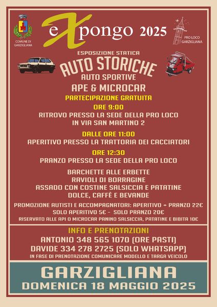 Locandina Raduno Auto Storiche, Sportive e Microcar - Expongo Garzigliana 2025